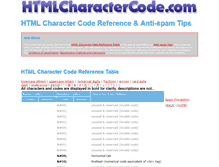 Tablet Screenshot of htmlcharactercode.com